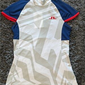 J.Lindeberg White, Navy & Red Graphic Athletic shirt